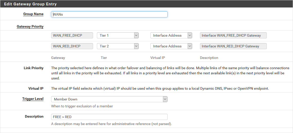 Configuration d’un groupe de passerelles