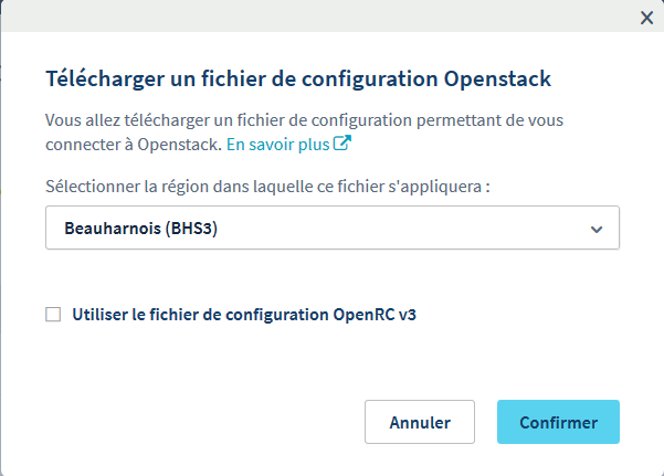 Téléchargement du fichier de configuration