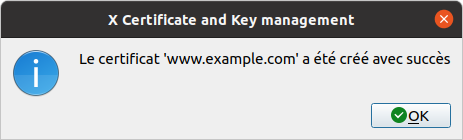 Le certificat est créé