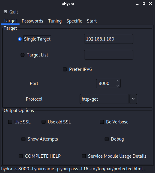 Configuring the target