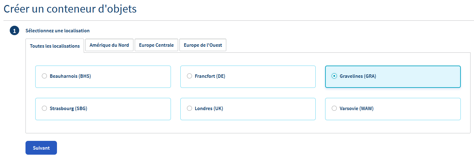 Localisation du conteneur