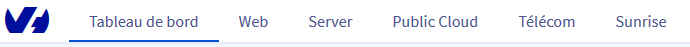 Onglets disponibles via le tableau de bord de OVH