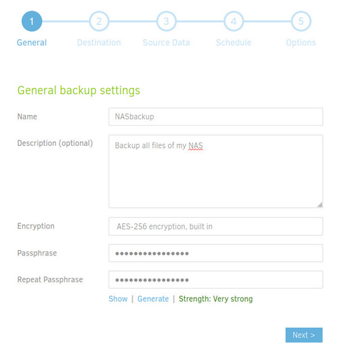 General backup settings