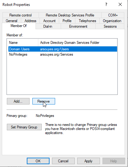 Remove the group Domain Users