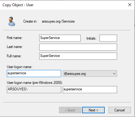 Authentication configuration.