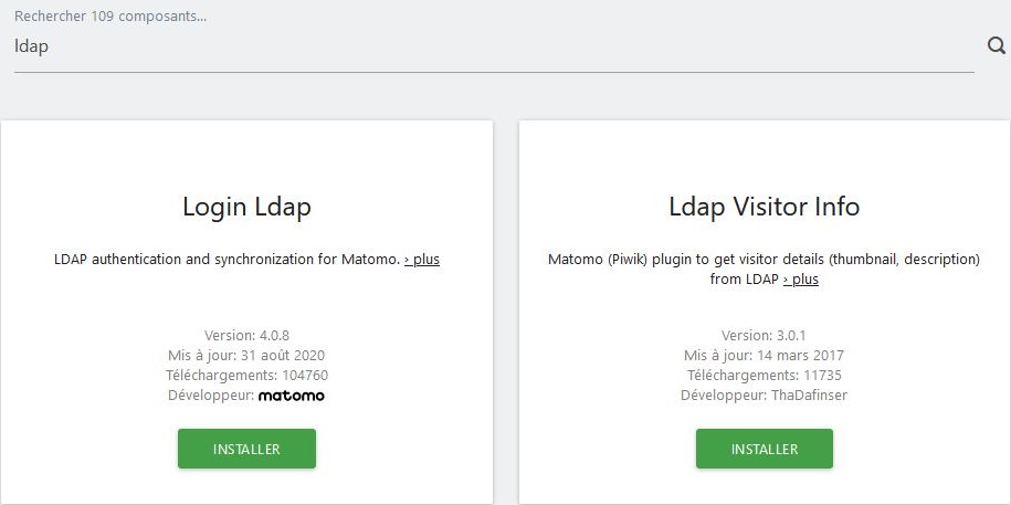 Recherche du plugin par mot clé