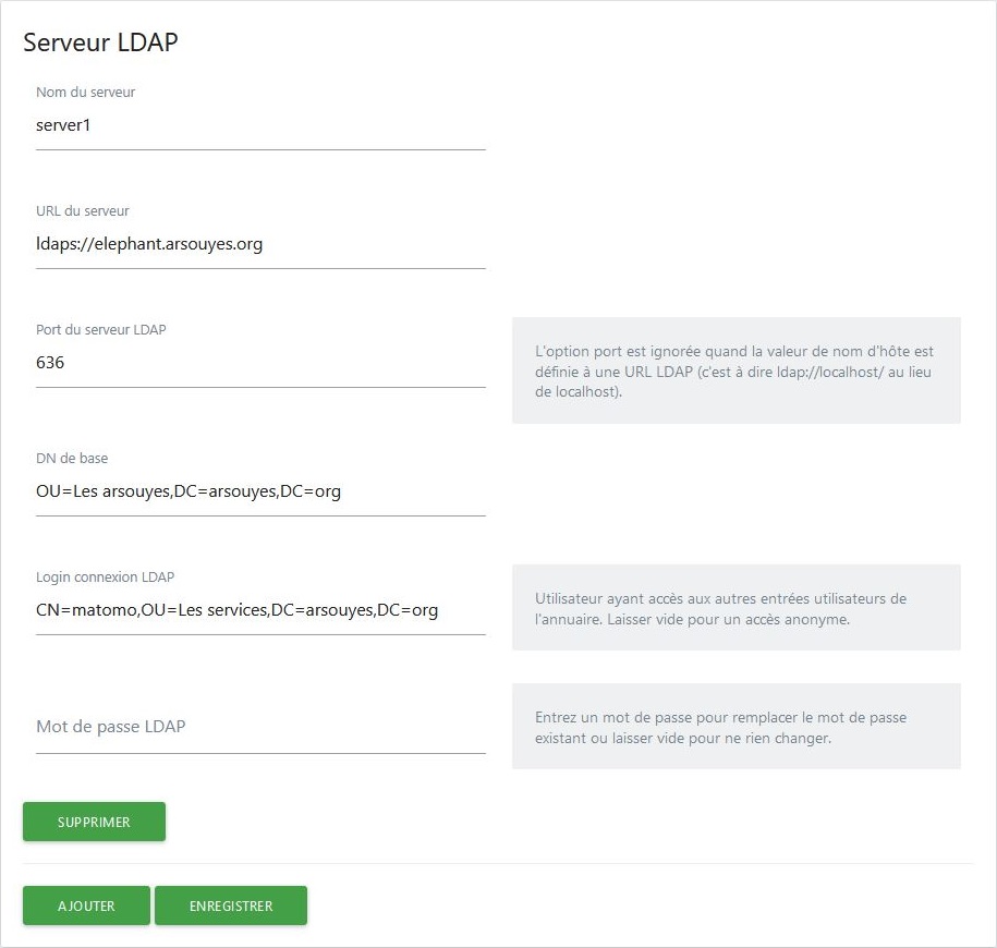 Configuration du serveur LDAP