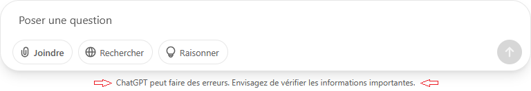 Pied de page de ChatGPT qui annonce la couleur.