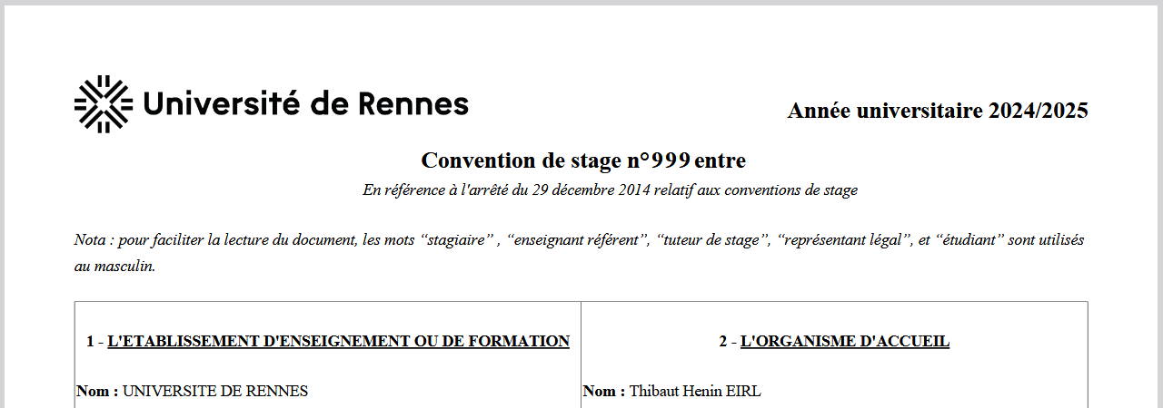 Pour faciliter la lecture du document, les mots “stagiaire” , “enseignant référent”, “tuteur de stage”, “représentant légal”, et “étudiant” sont utilisés au masculin.