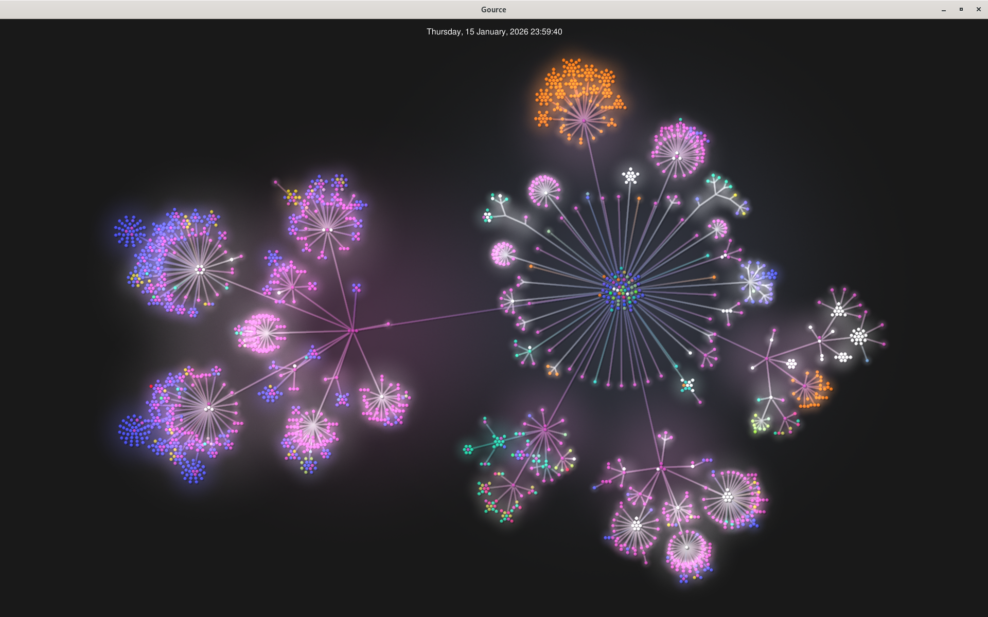 Gource, sur l’ensemble des logs du 15 janvier 2026.