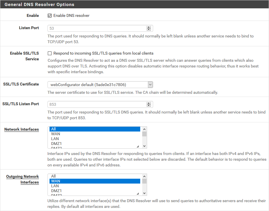 Configuration du DNS Resolver