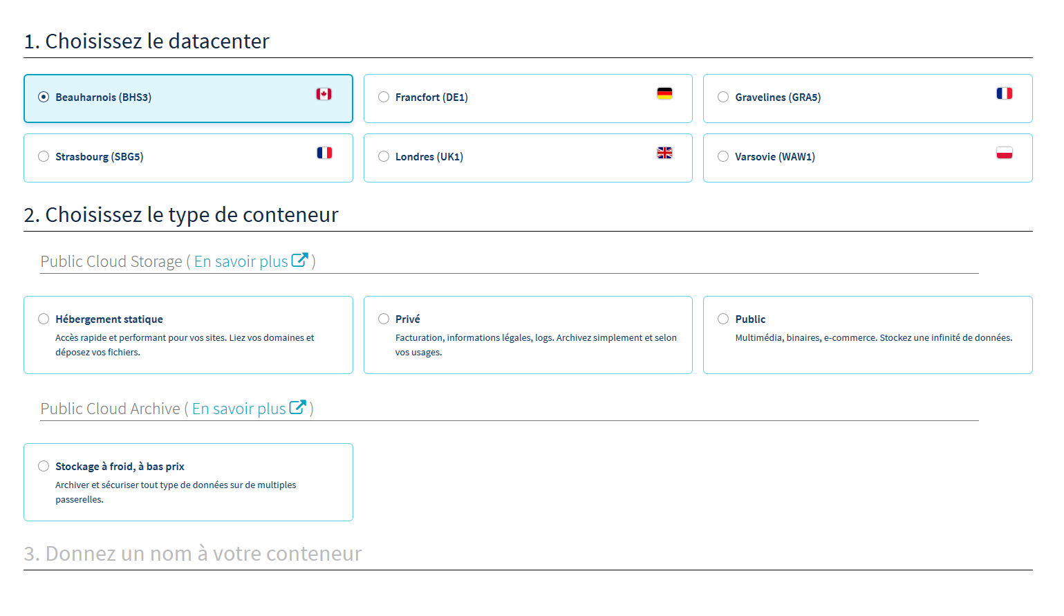 création du conteneur