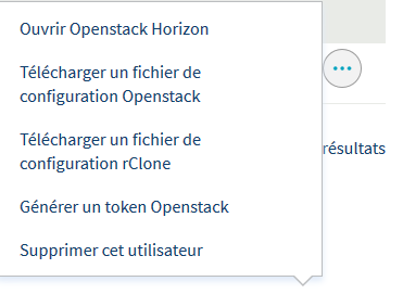 Menu pour télécharger le fichier de configuration