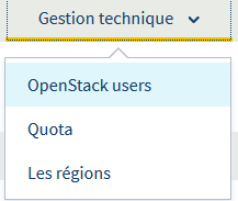 Menu Openstack