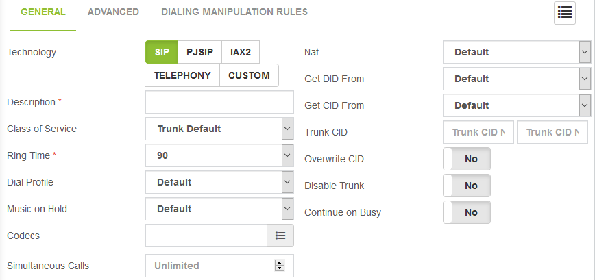 Configuration d’un trunk