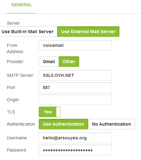 Configuration des mails