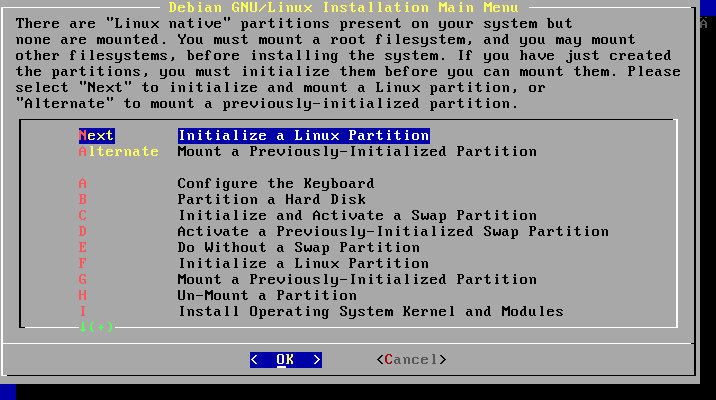Initialize Linux Partition