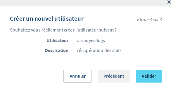 Confirmation de création de l’utilisateur