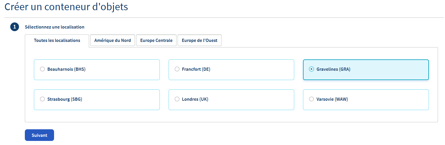 Localisation du conteneur