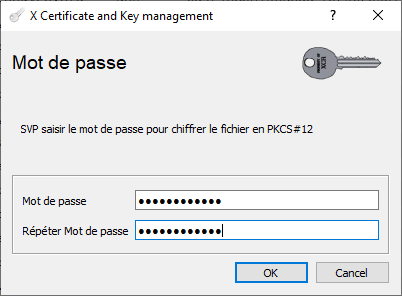 Mot de passe pour protéger le fichier p12.