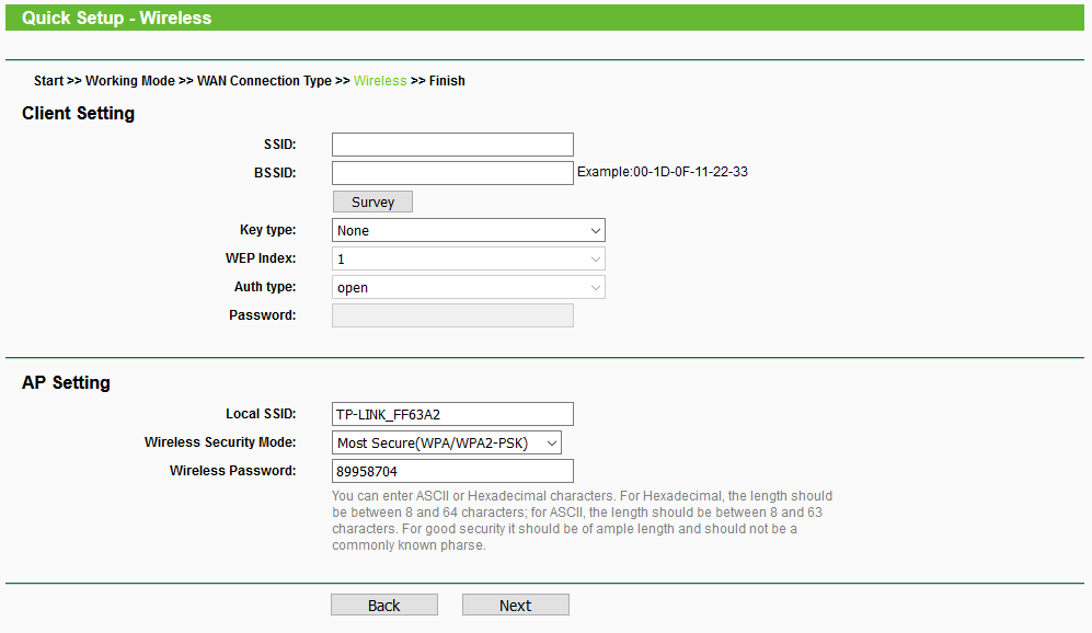 Configuration du réseau wifi.