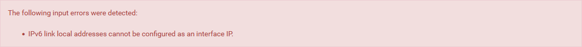Impossible de configuration une adresse locale de lien.