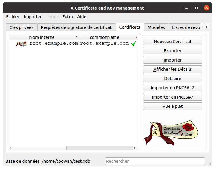 Liste des certificats