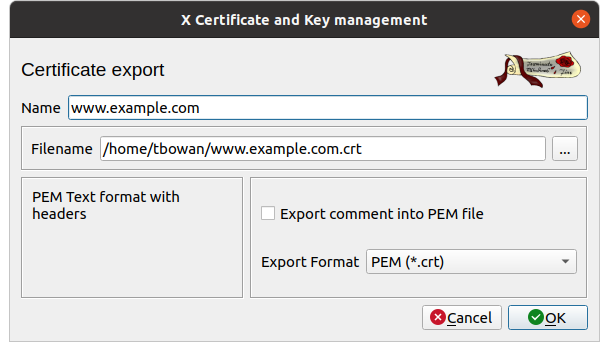 Certificate export