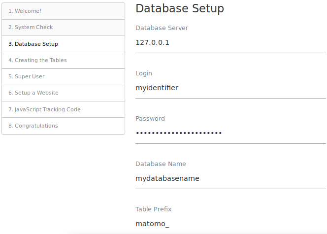 Configuration de la base de donnée