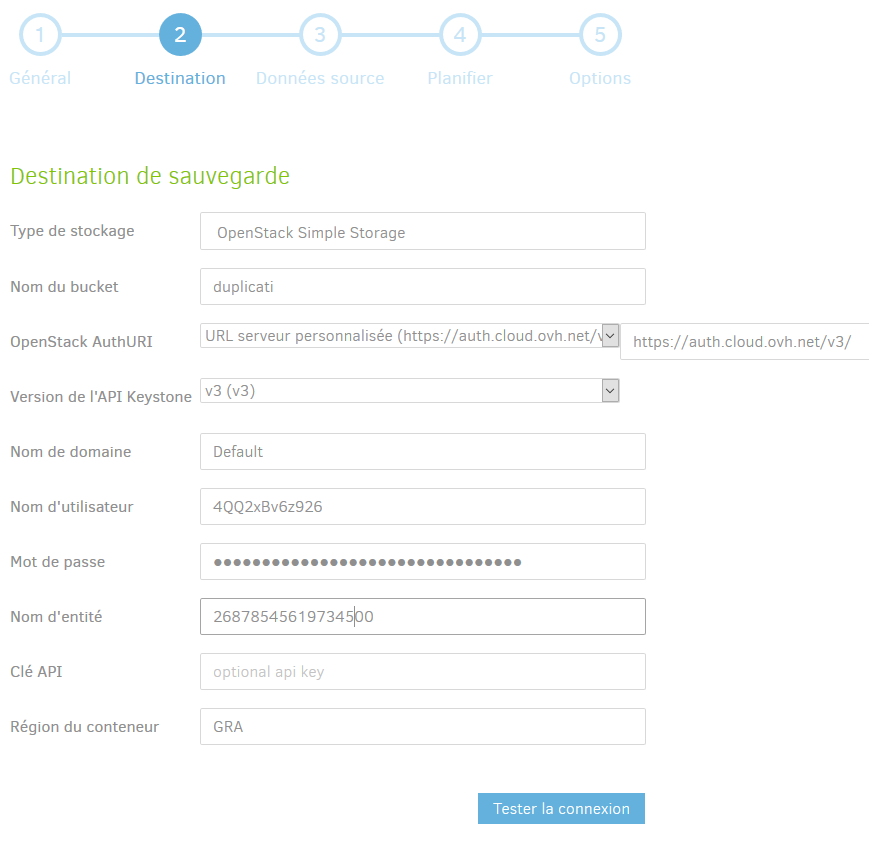 backup parameters