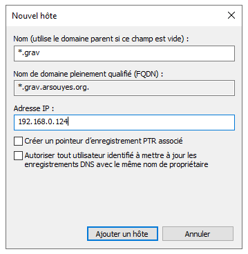 Ajout d’un nom avec wildcard sous windows